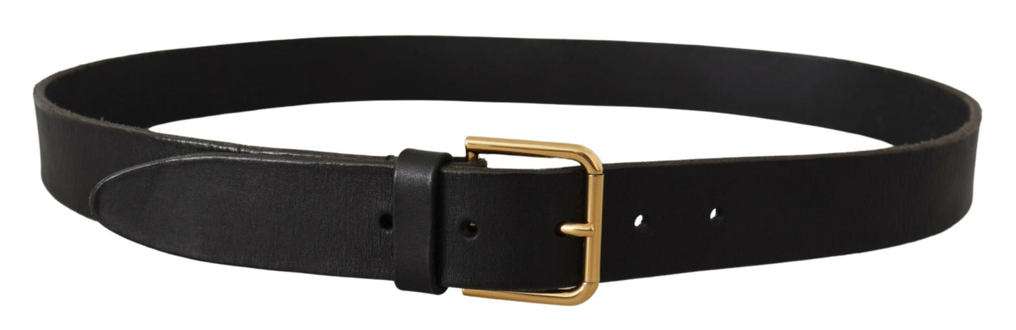 Dolce &amp; Gabbana Ceinture en cuir de veau à boucle avec logo en métal doré marron