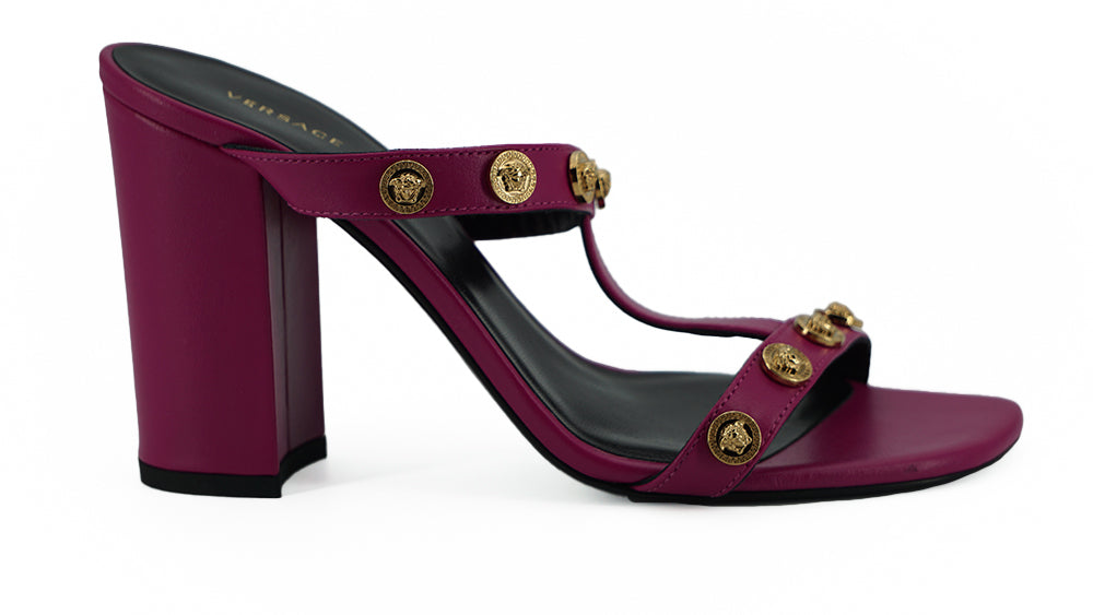 Versace Lila Kalbsleder-Sandalen mit hohem Absatz