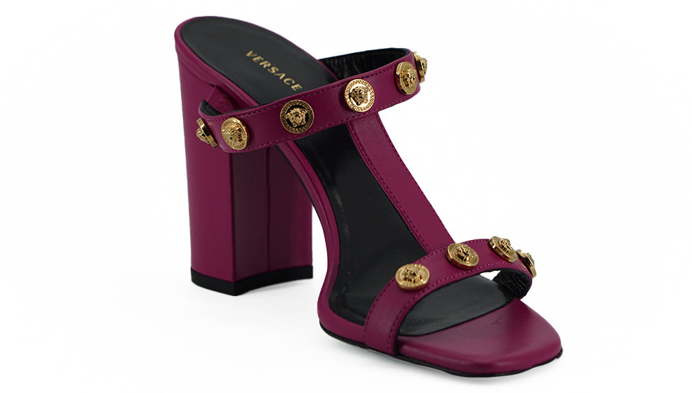 Versace Lila Kalbsleder-Sandalen mit hohem Absatz