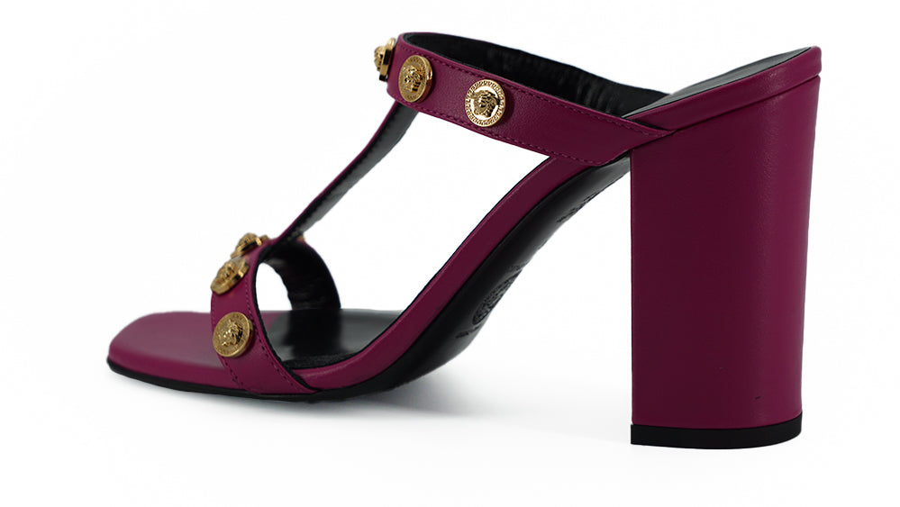 Versace Lila Kalbsleder-Sandalen mit hohem Absatz