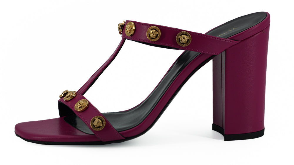 Versace Lila Kalbsleder-Sandalen mit hohem Absatz