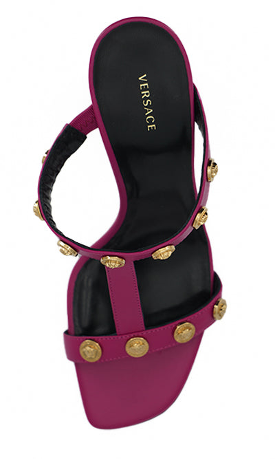 Versace Lila Kalbsleder-Sandalen mit hohem Absatz