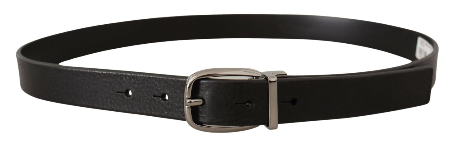 Dolce &amp; Gabbana Ceinture classique en cuir de veau noir avec logo en métal