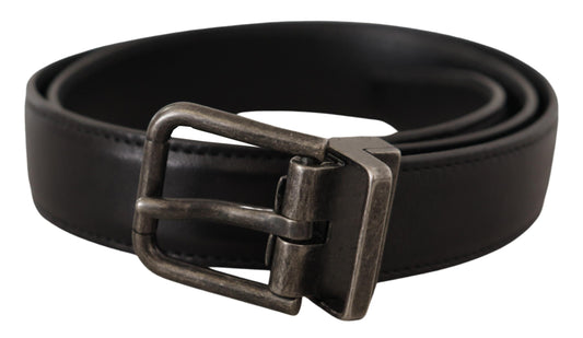 Dolce &amp; Gabbana Ceinture à boucle en métal avec logo en cuir de veau noir