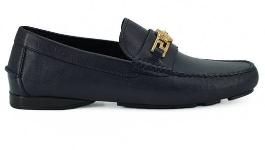 Mocassins Versace en cuir de veau bleu marine