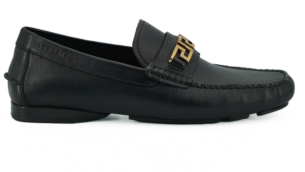 Mocassins Versace en cuir de veau noir