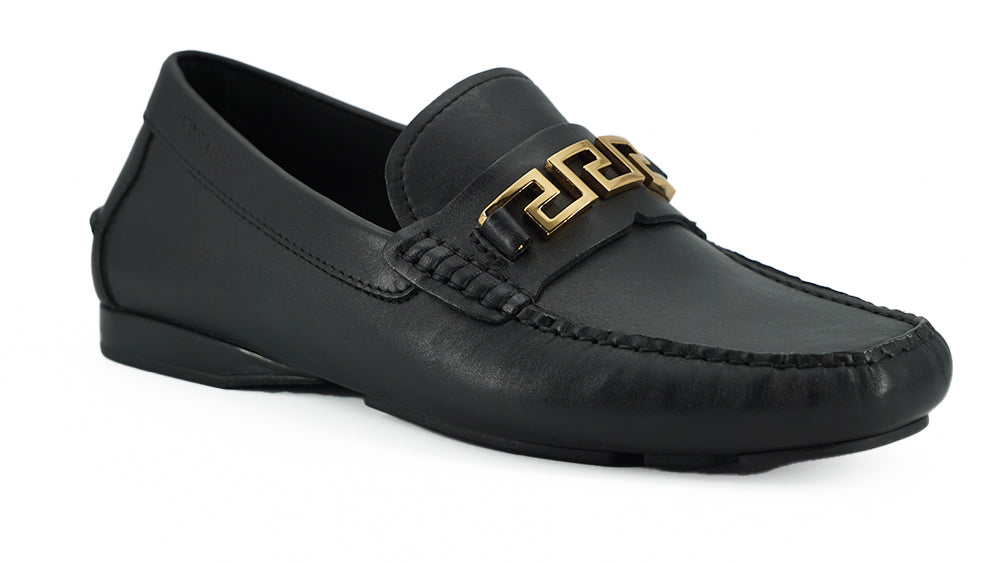 Mocassins Versace en cuir de veau noir