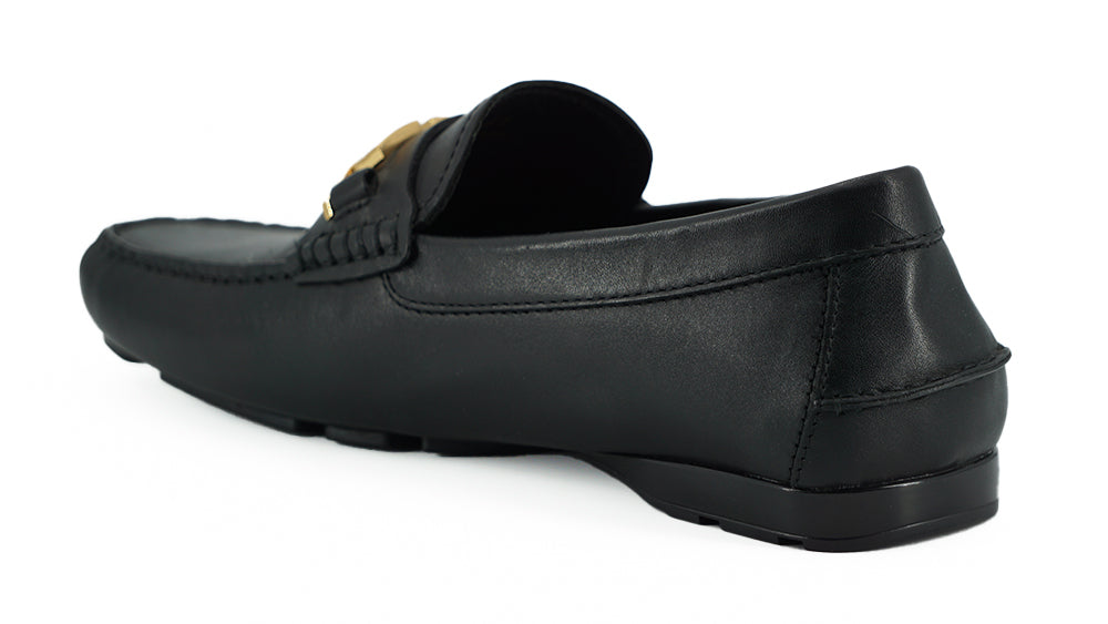 Mocassins Versace en cuir de veau noir