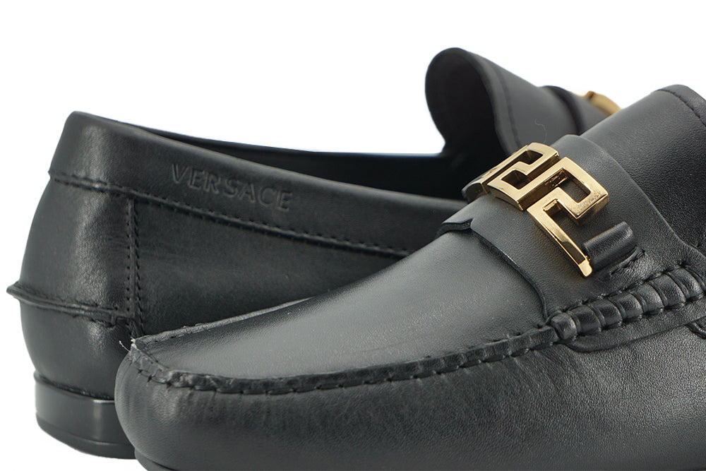 Mocassins Versace en cuir de veau noir