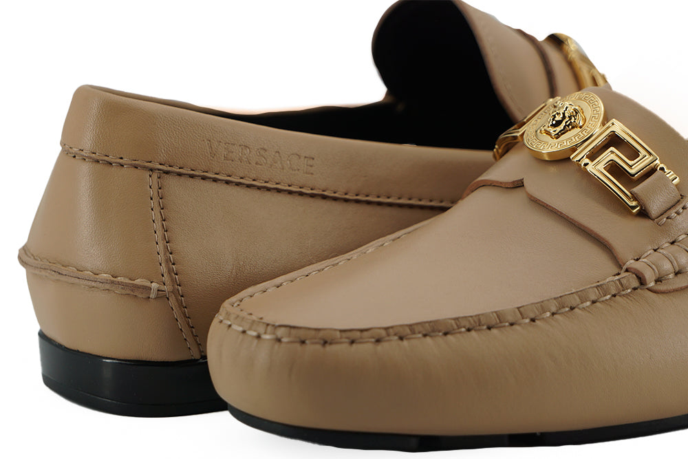 Versace Beige Kalbsleder-Loafer-Schuhe