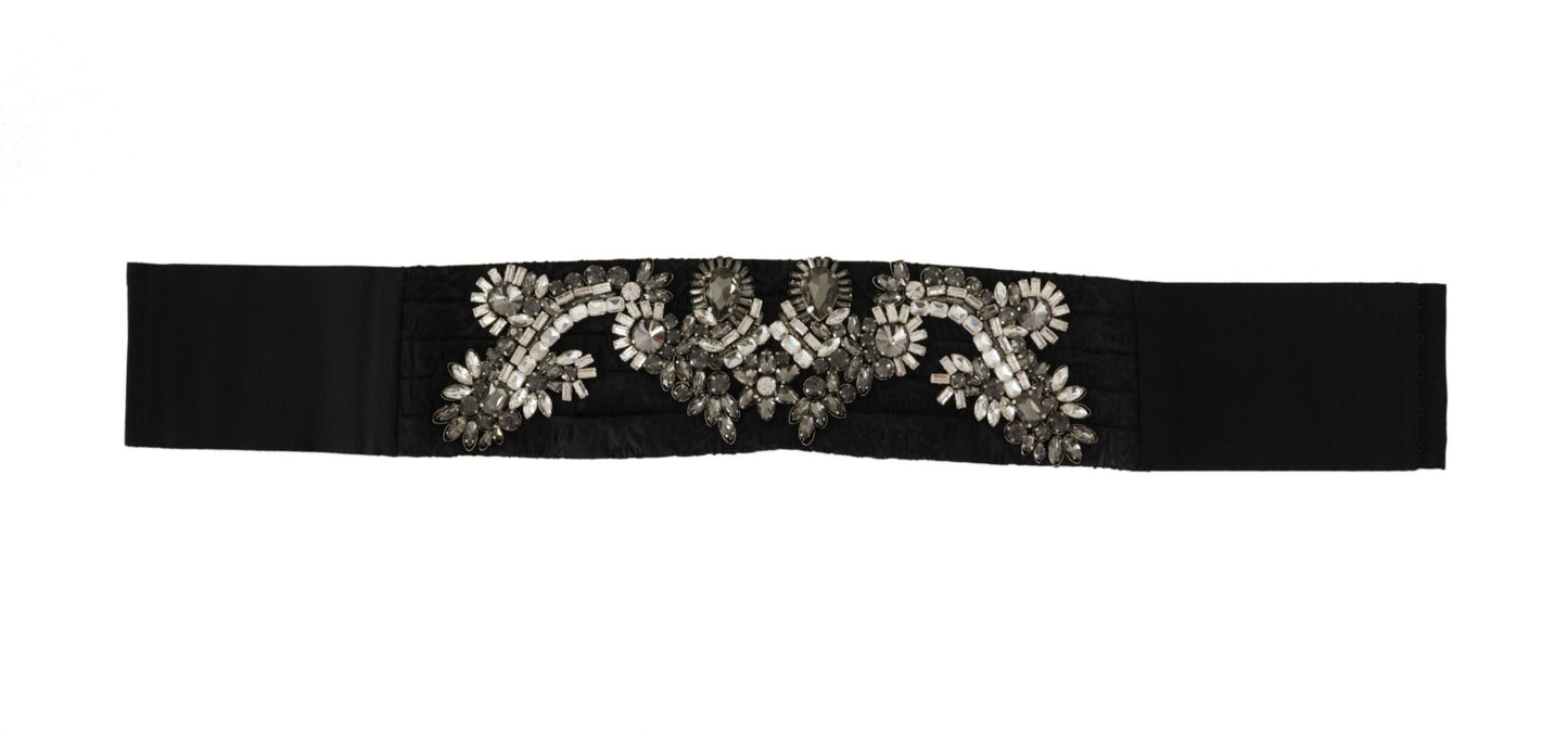 Dolce &amp; Gabbana Ceinture ornée de cristaux de laiton et de soie noire