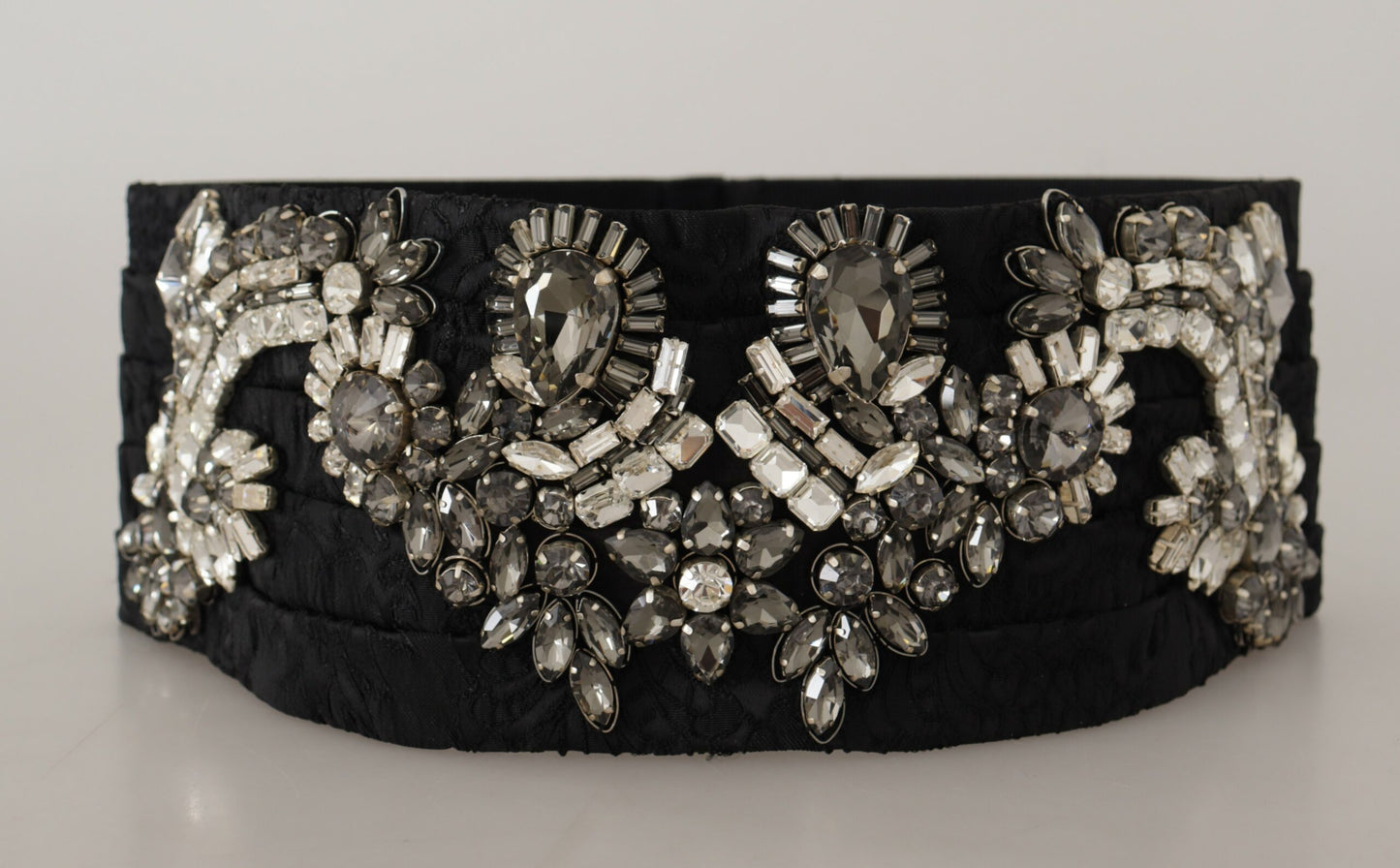 Dolce &amp; Gabbana Ceinture ornée de cristaux de laiton et de soie noire