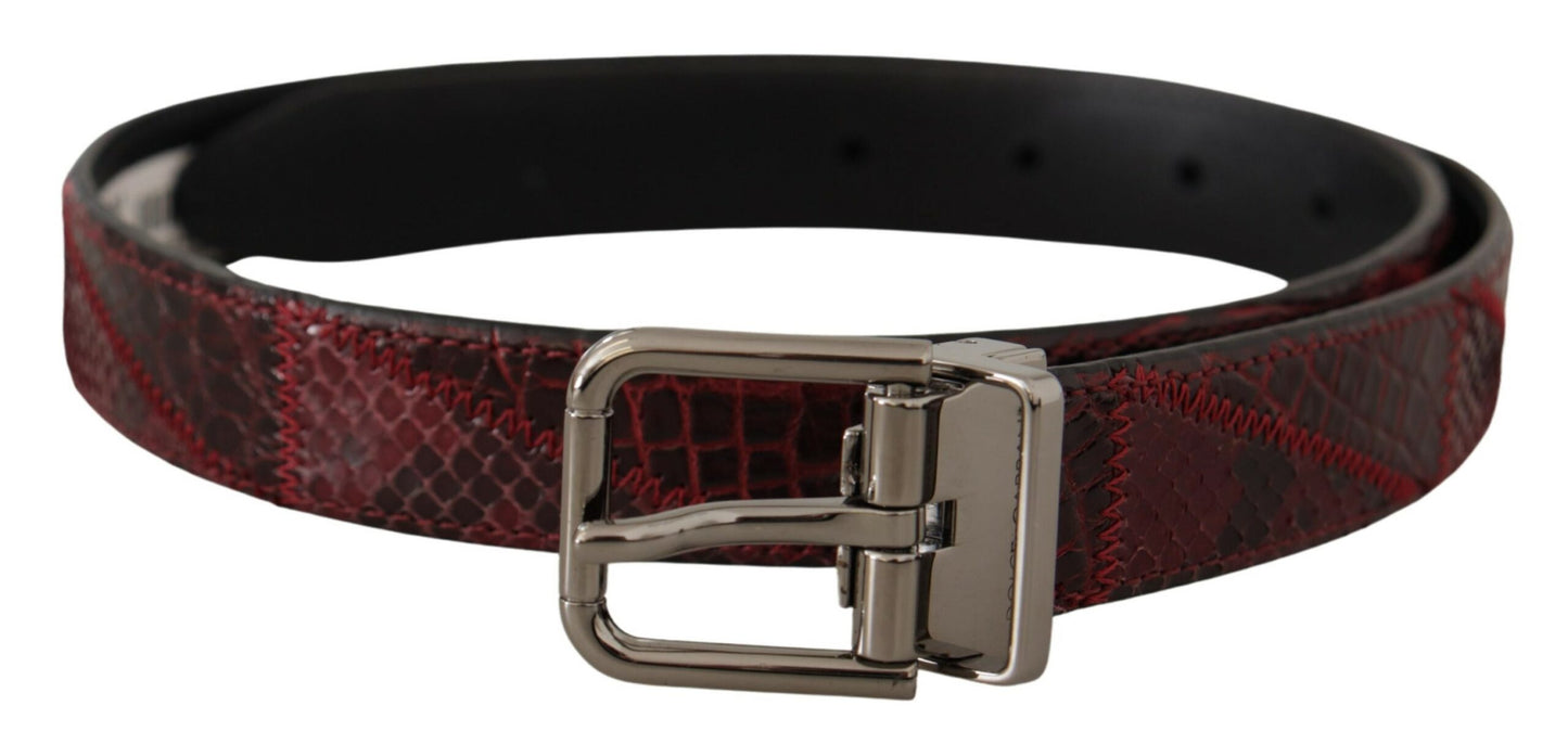 Dolce &amp; Gabbana Ceinture à boucle en cuir exotique rouge avec logo en métal