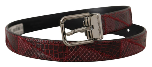 Dolce &amp; Gabbana Ceinture à boucle en cuir exotique rouge avec logo en métal