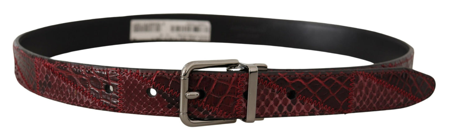 Dolce &amp; Gabbana Ceinture à boucle en cuir exotique rouge avec logo en métal