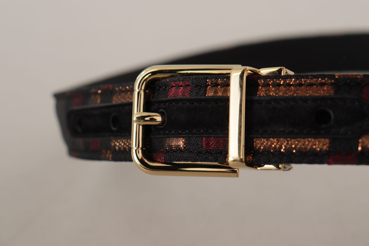 Dolce &amp; Gabbana Ceinture à boucle en métal doré jacquard en cuir multicolore