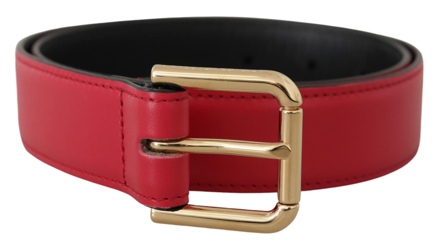 Dolce &amp; Gabbana Ceinture à boucle en métal avec logo doré en cuir de veau rouge