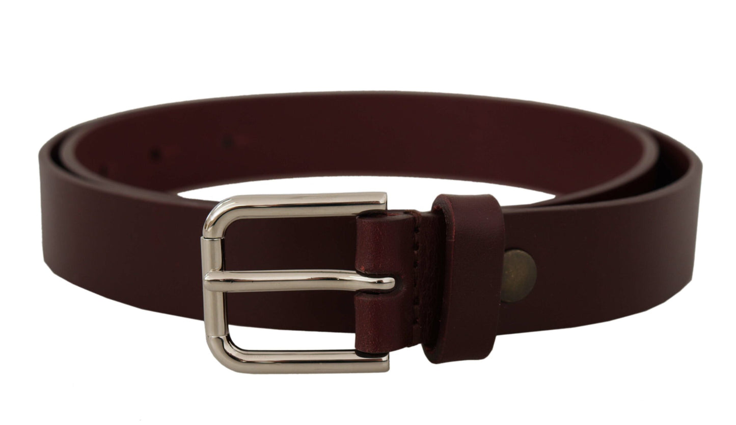 Dolce &amp; Gabbana Ceinture à boucle en métal argenté en cuir de veau marron