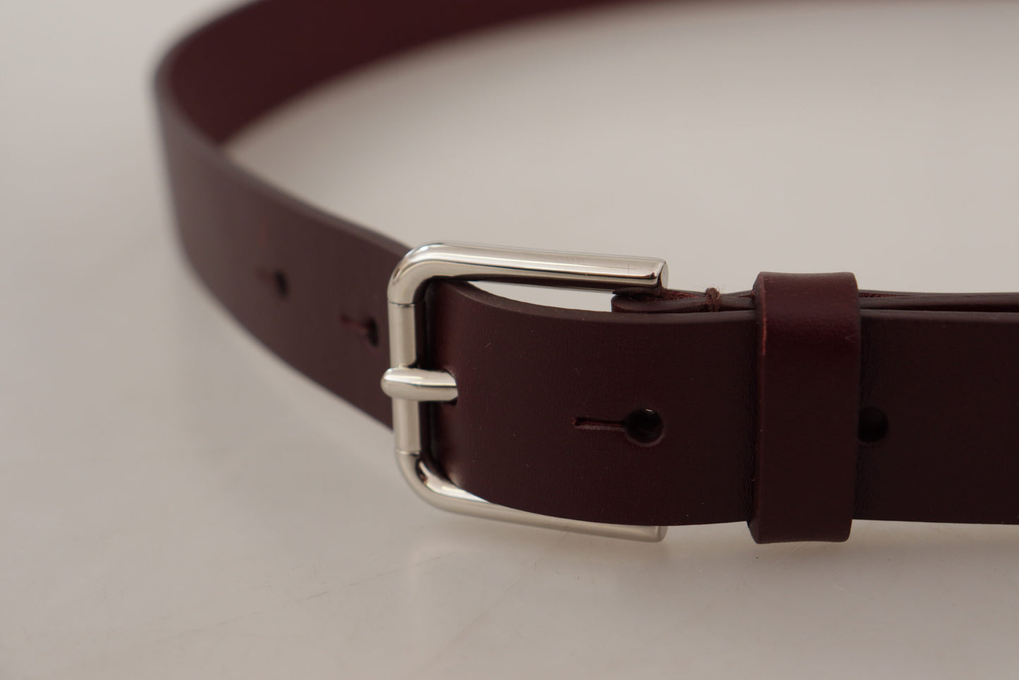 Dolce &amp; Gabbana Ceinture à boucle en métal argenté en cuir de veau marron