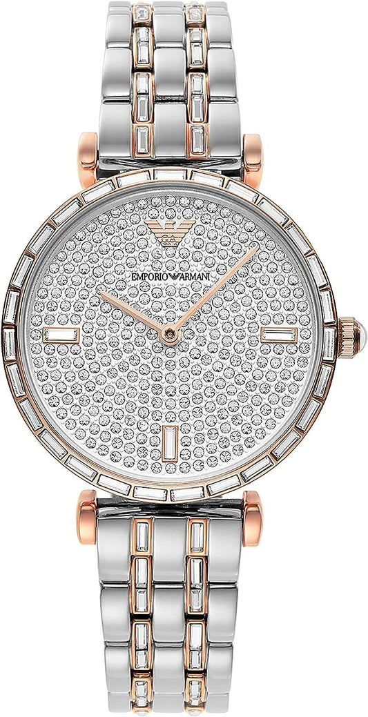 Emporio Armani Elegant Two-Tone Crystal Pave Watch