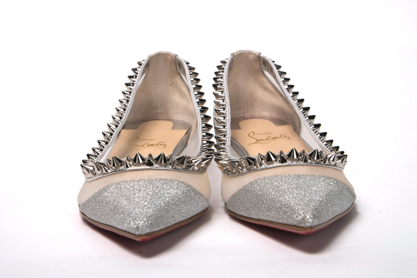 Christian Louboutin Silver Flat Point Toe Shoe