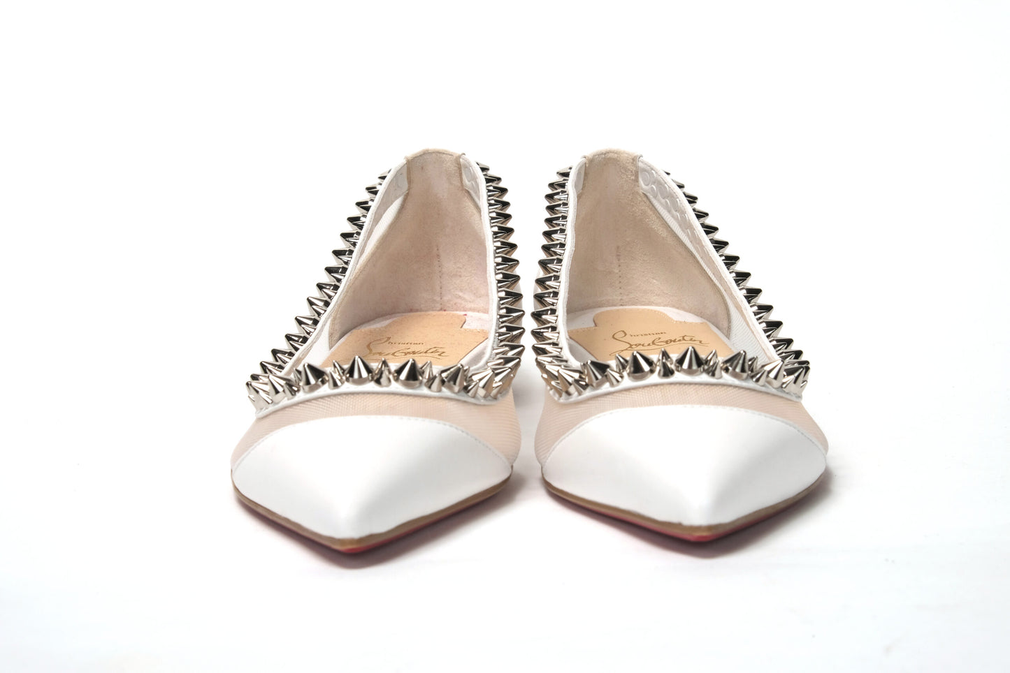 Christian Louboutin Bianco Chaussure à bout plat en argent blanc