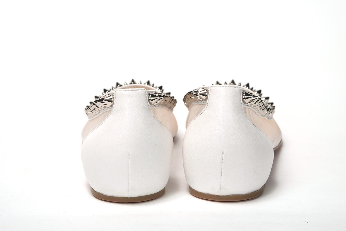 Christian Louboutin Bianco Weiß-Silber-Flat-Point-Toe-Schuh