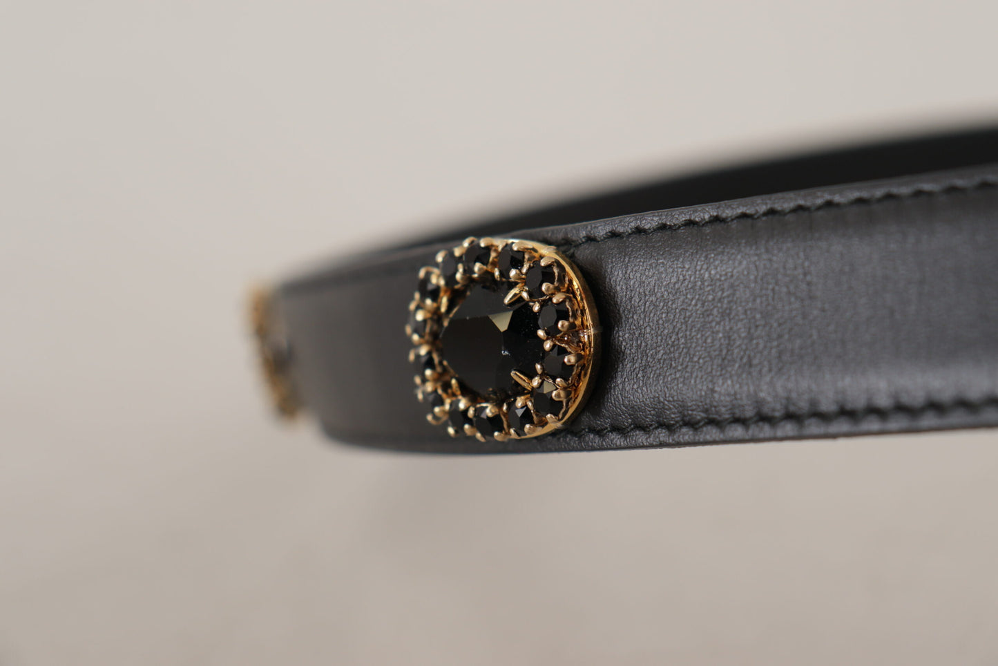 Dolce & Gabbana Elegant Black Leather Logo Belt