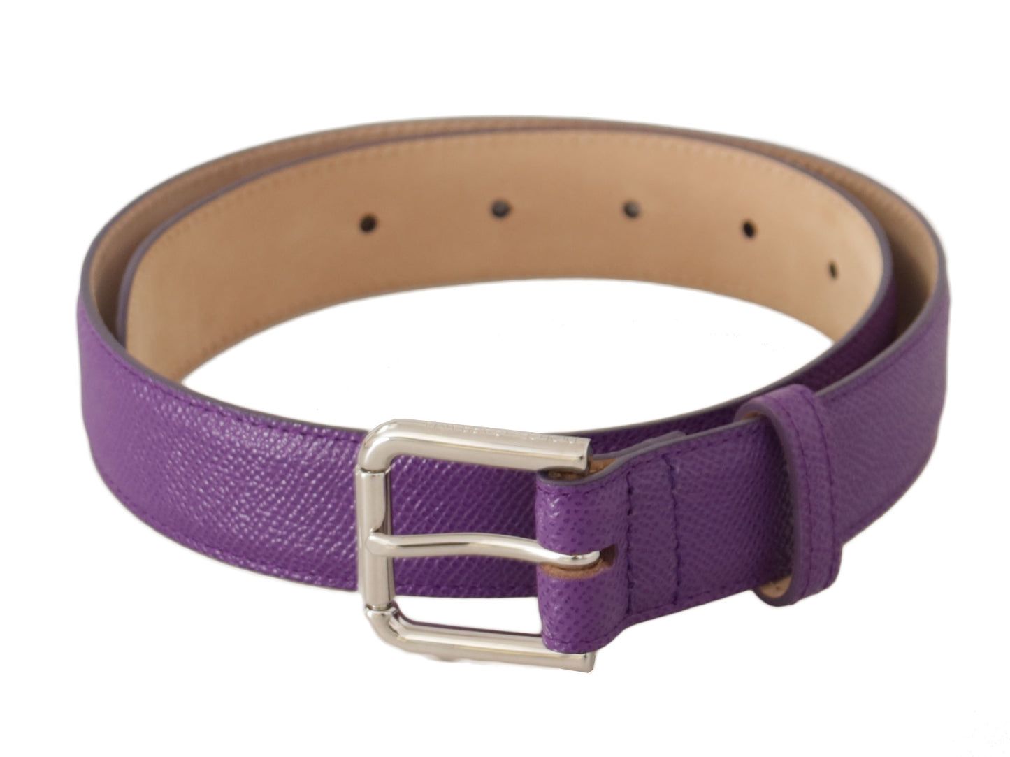 Dolce &amp; Gabbana Ceinture à boucle gravée en cuir de veau violet