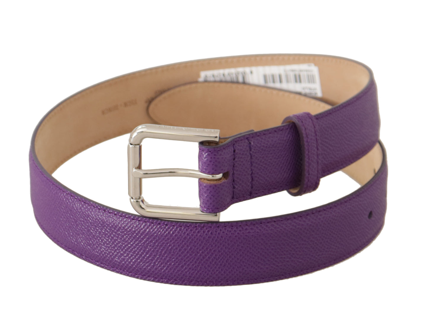 Dolce &amp; Gabbana Ceinture à boucle gravée en cuir de veau violet