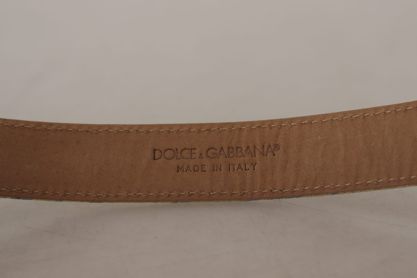 Dolce &amp; Gabbana Blauer Ledergürtel mit Jacquard-Prägung und goldfarbener Metallschnalle