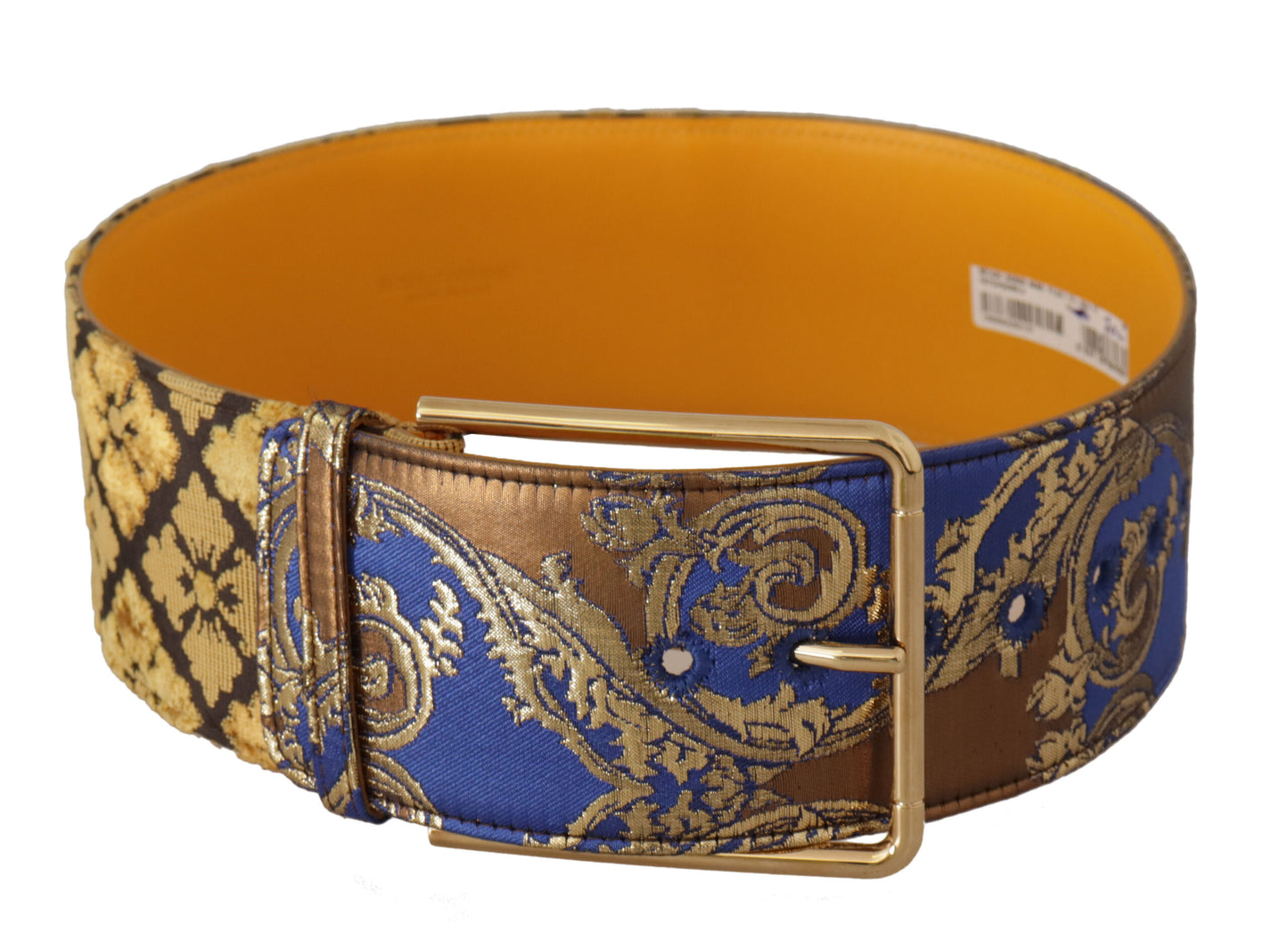 Dolce &amp; Gabbana Ceinture large à boucle en cuir à motif floral bleu