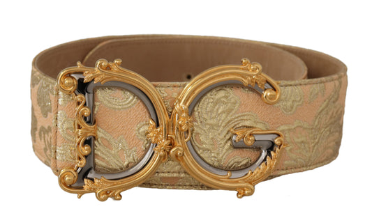 Dolce &amp; Gabbana Ceinture à boucle avec logo baroque DG en jacquard taille large dorée