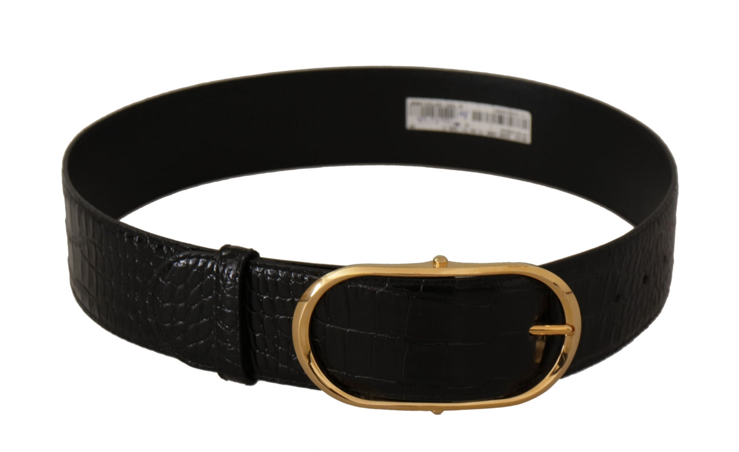 Dolce &amp; Gabbana Ceinture en cuir gaufré noir avec boucle en métal doré