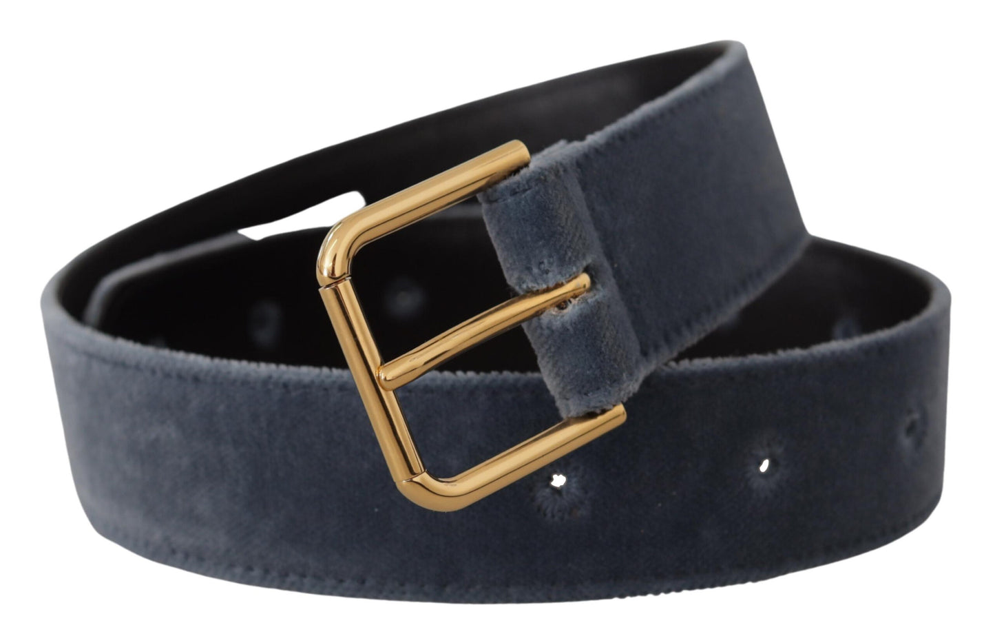 Dolce &amp; Gabbana Ceinture à boucle en velours bleu marine avec logo en métal doré