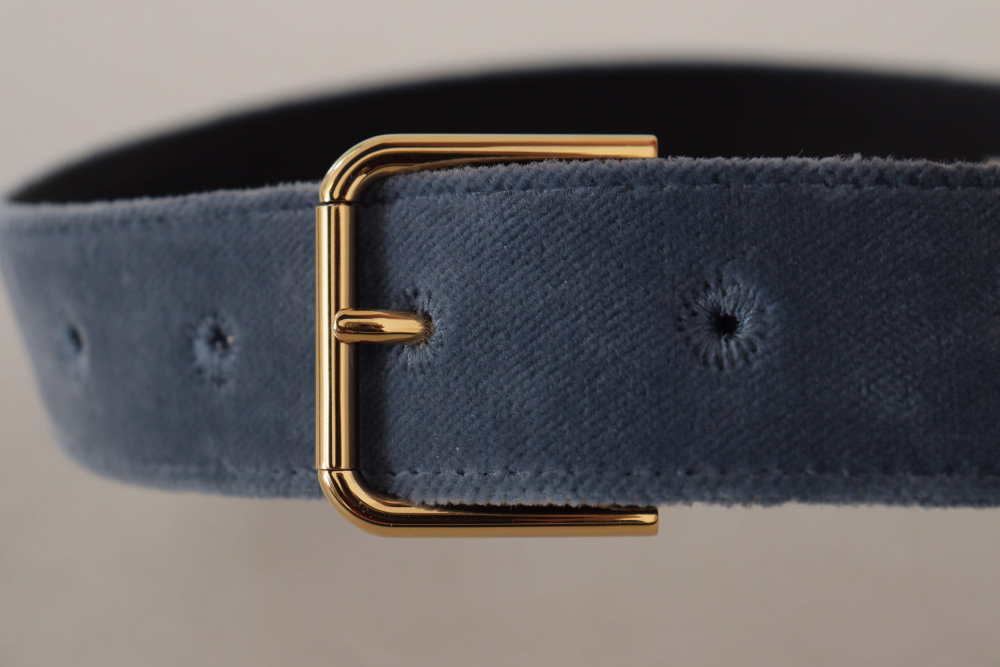 Dolce &amp; Gabbana Ceinture à boucle en velours bleu marine avec logo en métal doré