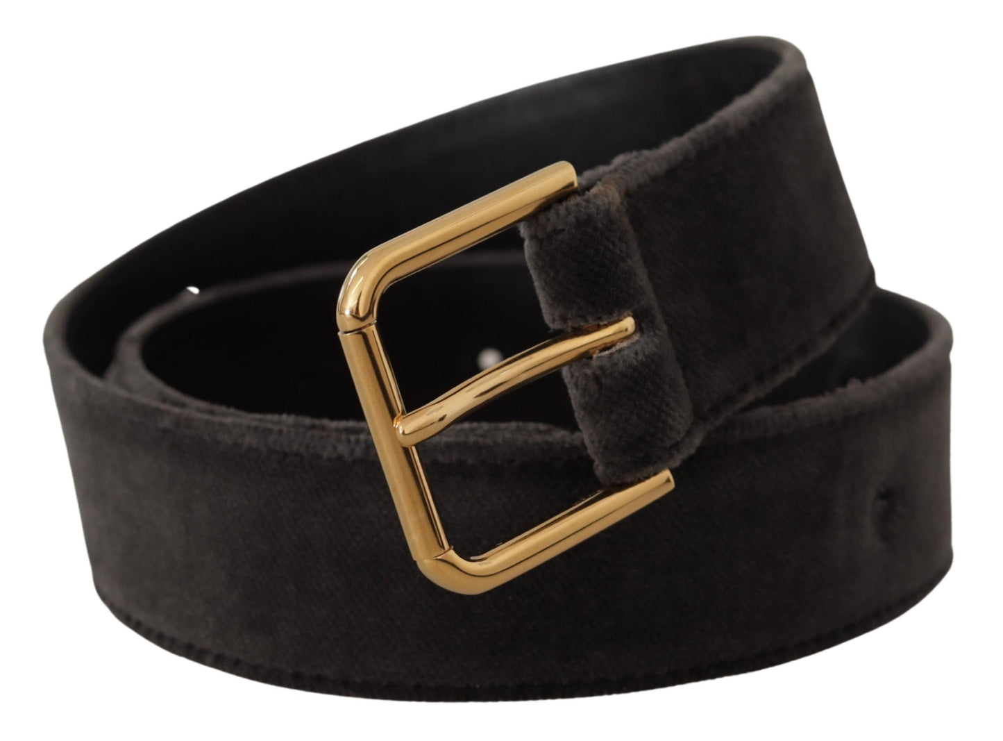 Dolce &amp; Gabbana Ceinture à boucle en métal avec logo en velours marron doré