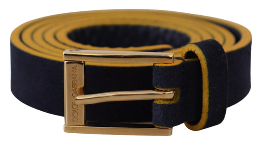 Dolce &amp; Gabbana Ceinture à boucle avec logo en métal doré jaune et daim bleu