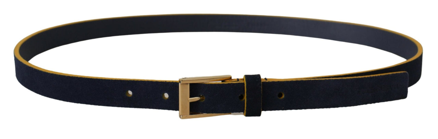 Dolce &amp; Gabbana Ceinture à boucle avec logo en métal doré jaune et daim bleu