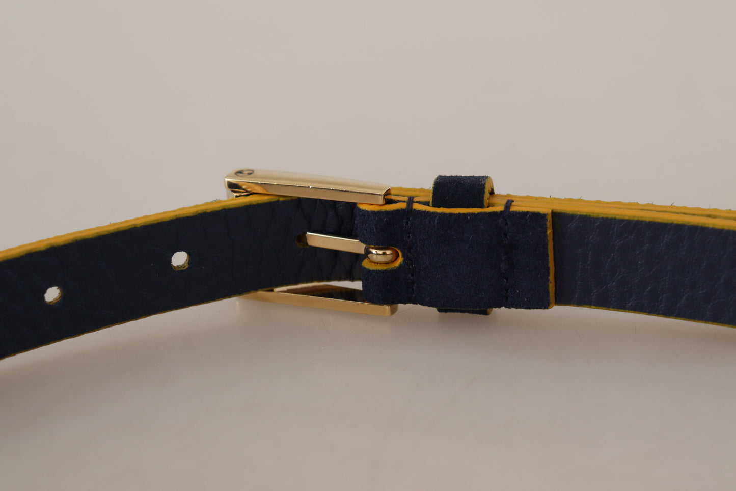 Dolce &amp; Gabbana Ceinture à boucle avec logo en métal doré jaune et daim bleu