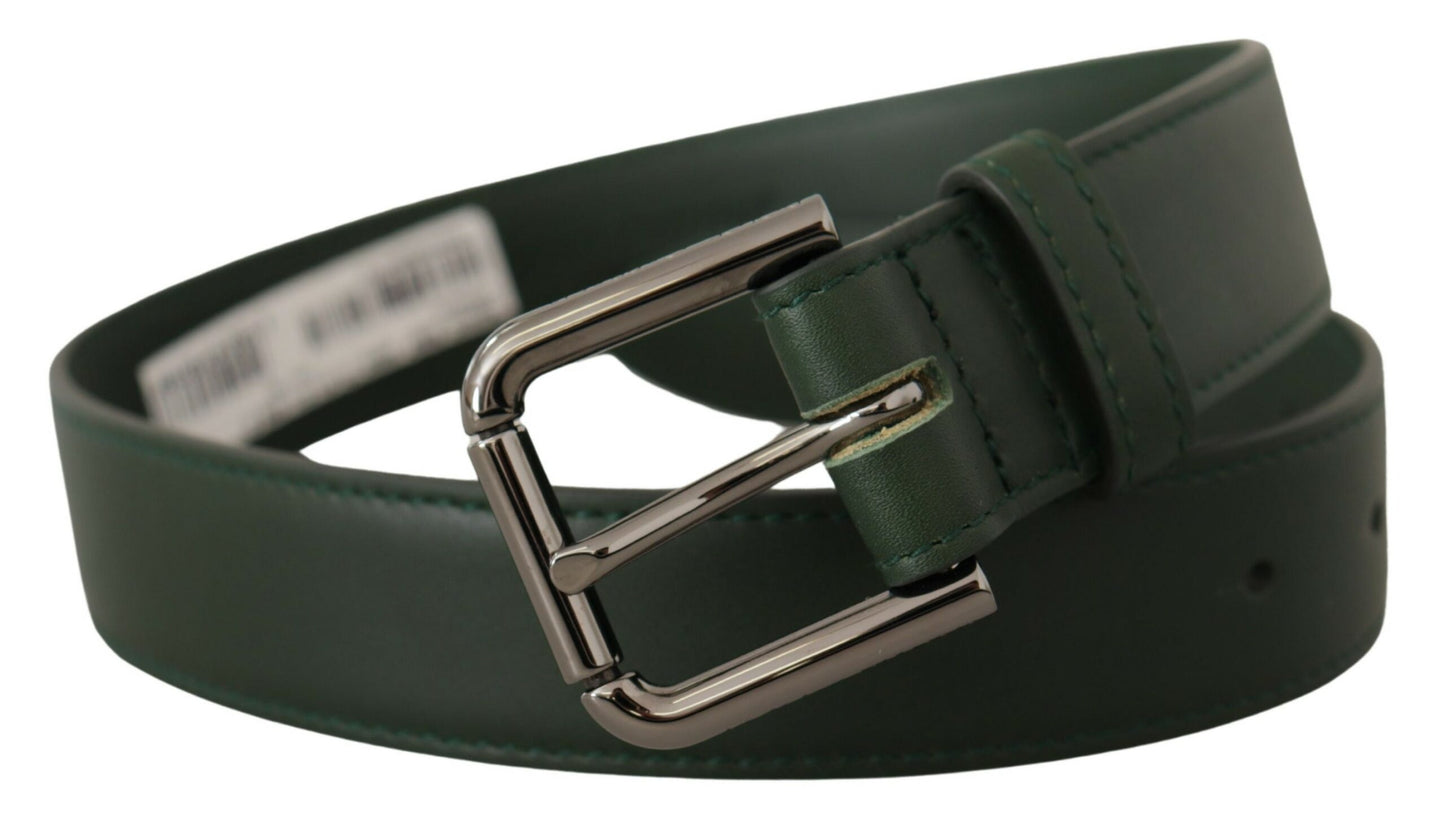 Dolce &amp; Gabbana Ceinture à boucle en métal avec logo en cuir vert armée