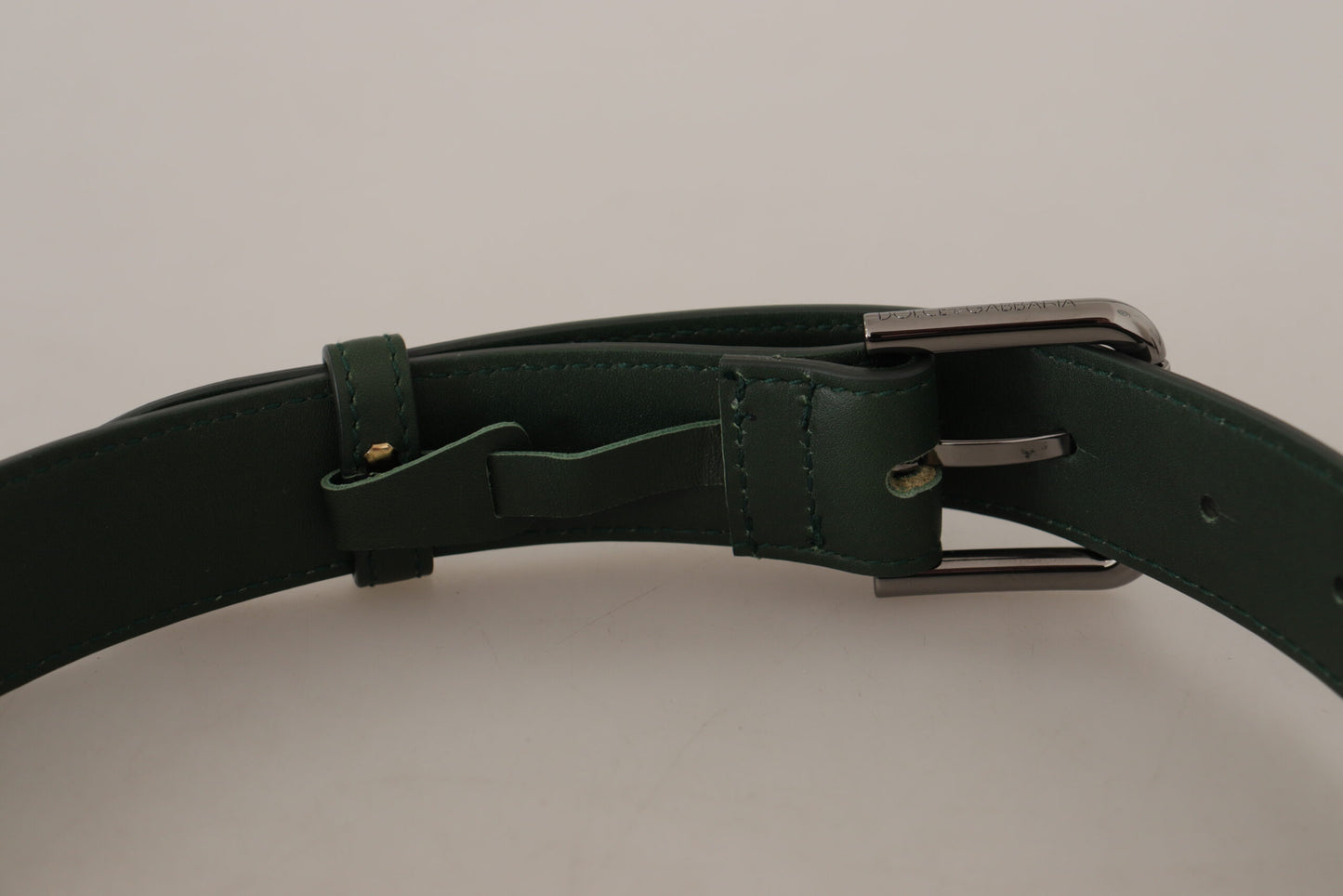 Dolce &amp; Gabbana Ceinture à boucle en métal avec logo en cuir vert armée