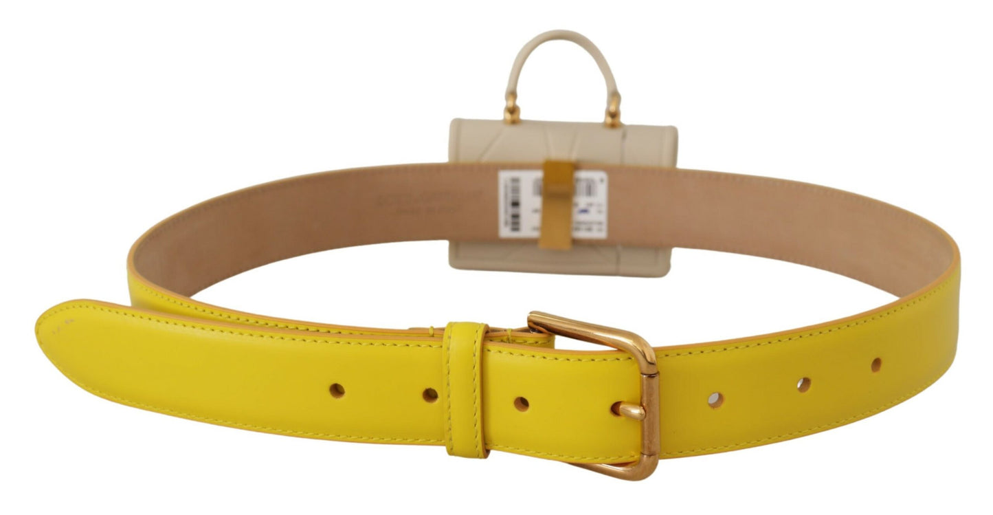 Dolce &amp; Gabbana Ceinture pour écouteurs en cuir jaune Devotion Heart Micro Bag