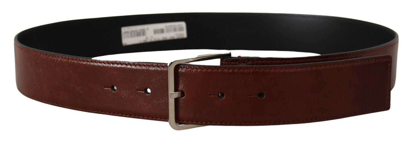 Dolce &amp; Gabbana Ceinture à boucle en cuir de veau verni bordeaux avec logo