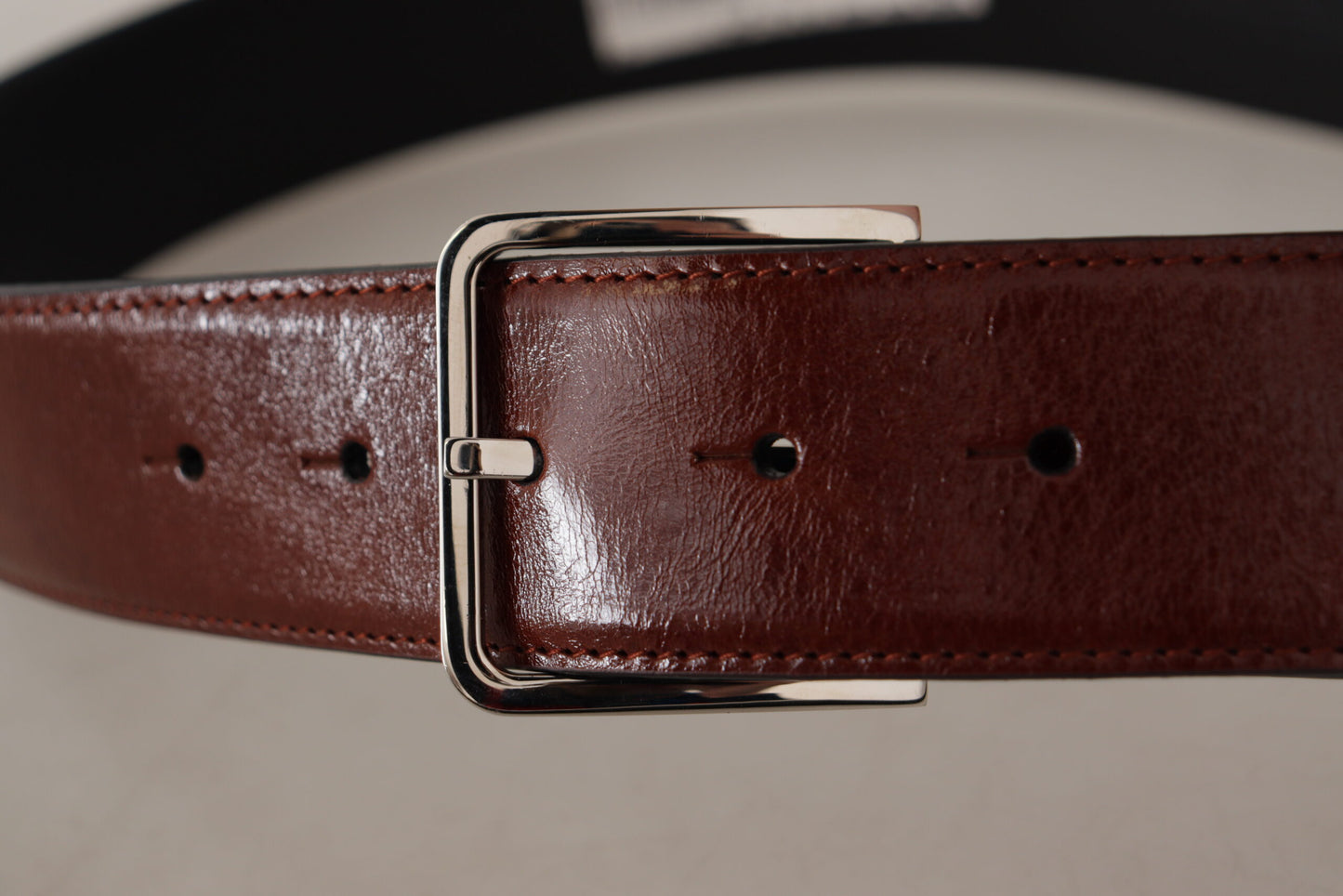 Dolce &amp; Gabbana Ceinture à boucle en cuir de veau verni bordeaux avec logo