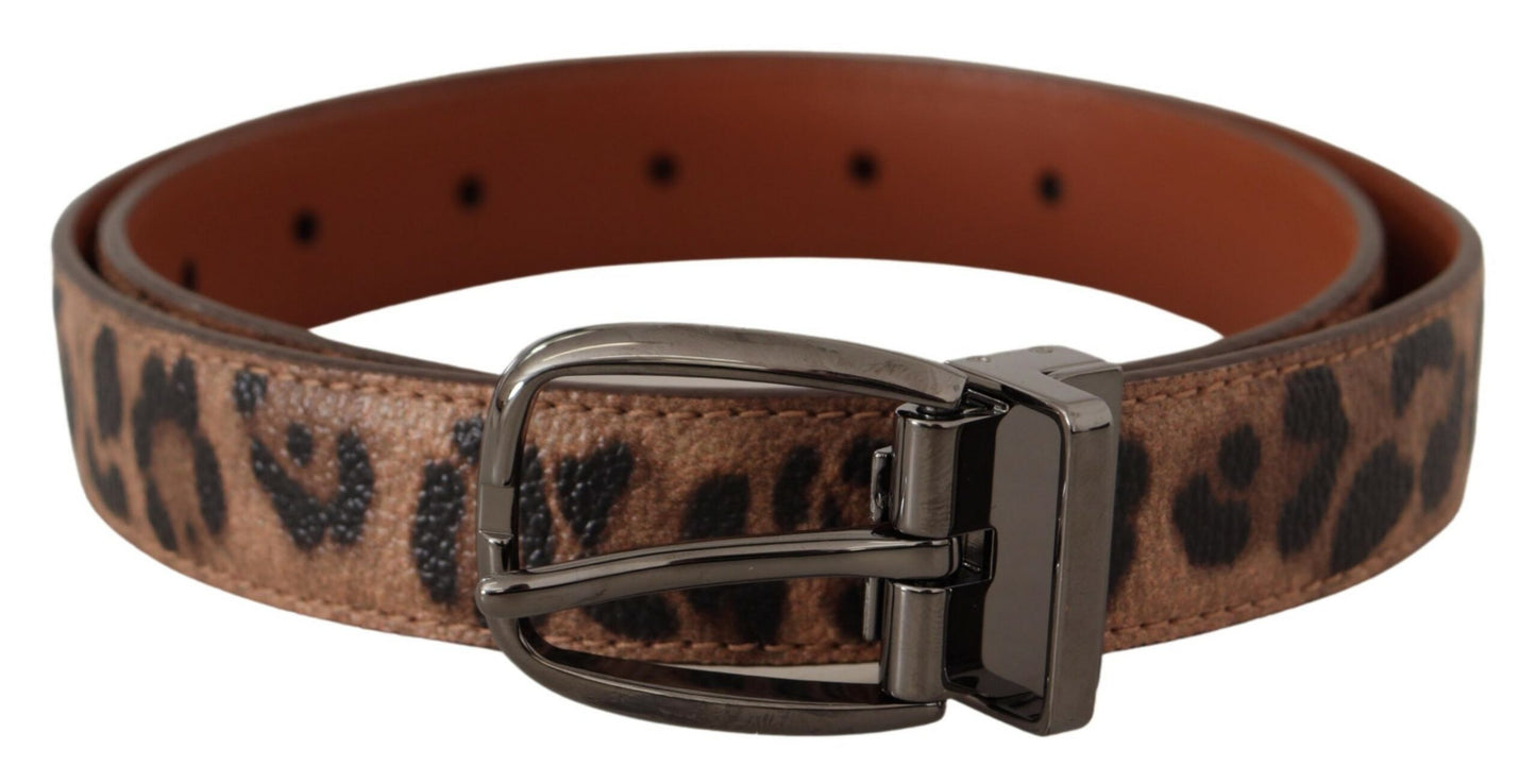 Dolce &amp; Gabbana Ceinture à boucle en cuir gaufré léopard marron