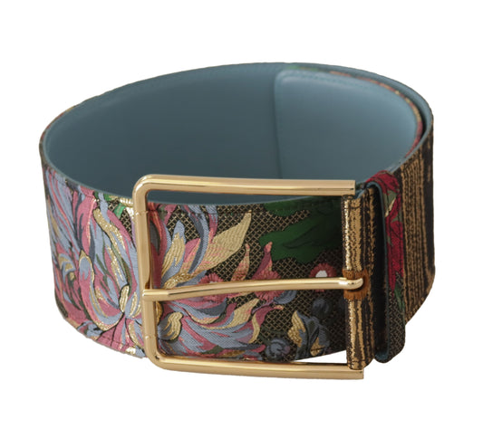 Dolce &amp; Gabbana Ceinture à boucle avec logo brodé floral en cuir multicolore