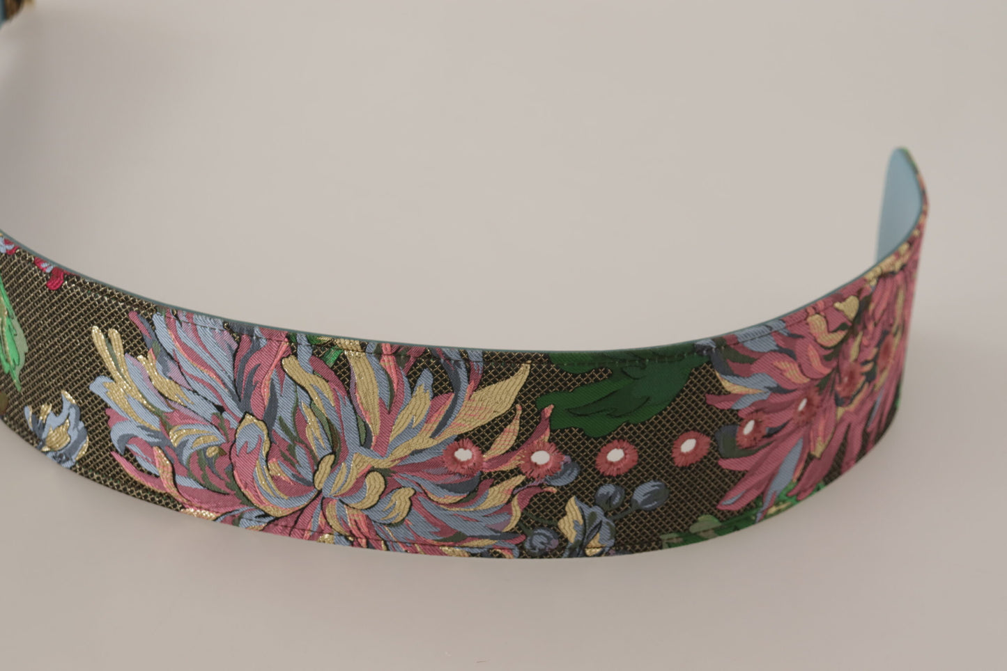 Dolce &amp; Gabbana Ceinture à boucle avec logo brodé floral en cuir multicolore