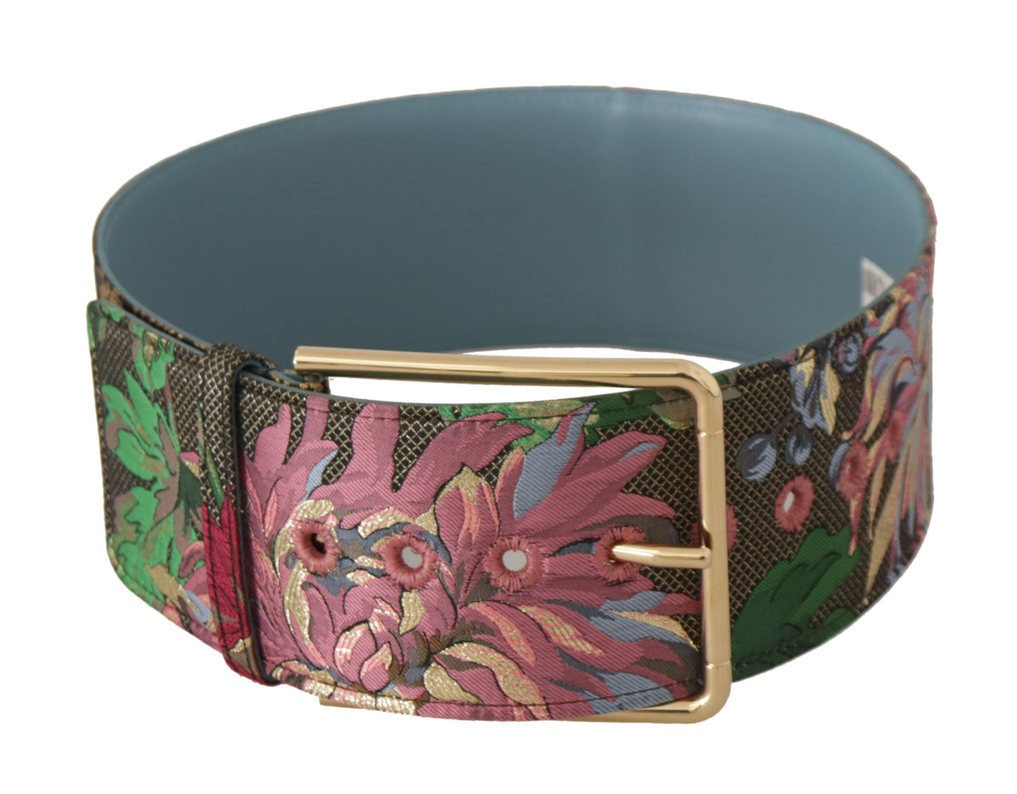 Dolce &amp; Gabbana Ceinture à boucle avec logo brodé floral en cuir multicolore