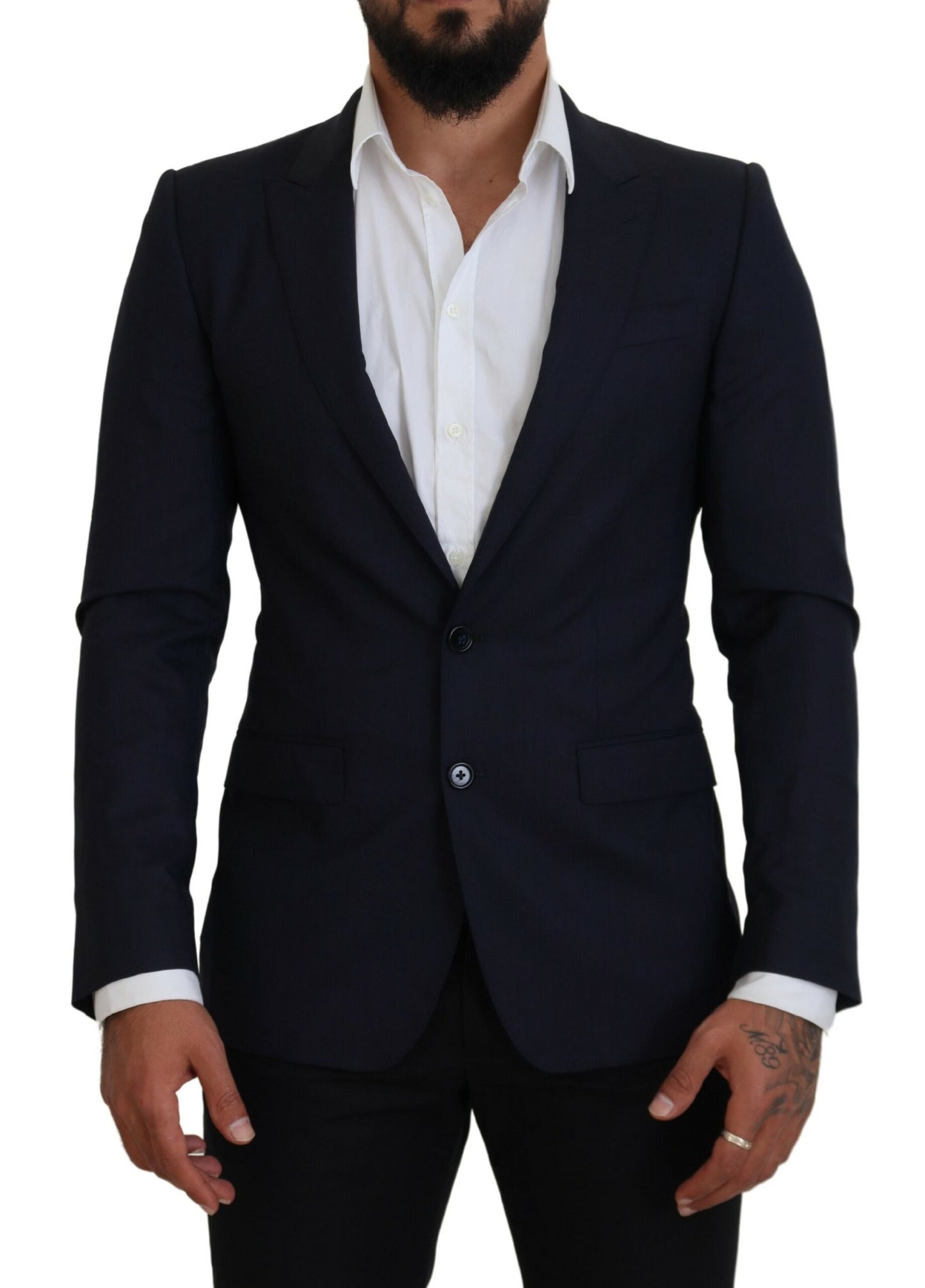 Dolce &amp; Gabbana Blazer formel en laine bleue coupe slim